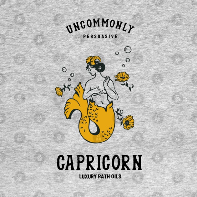 "Capricorn Luxury Bath Oils: Uncommonly Persuasive" Cool Zodiac Art by The Whiskey Ginger